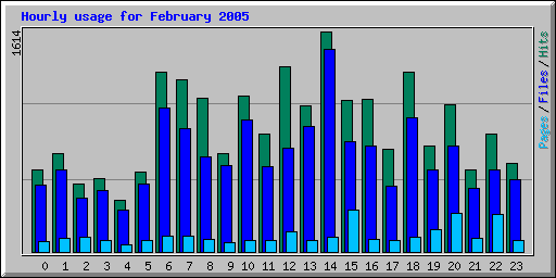 Hourly usage for February 2005
